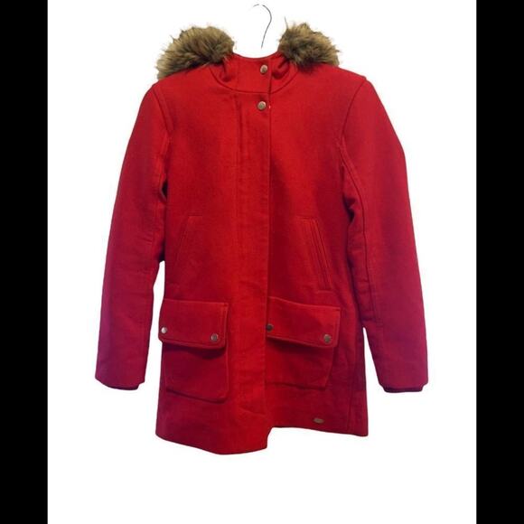 Abercrombie & Fitch heritage wool red jacket coat w hood sz medium - Picture 1 of 11